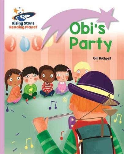 Book cover: children at a party with a musician and balloons.