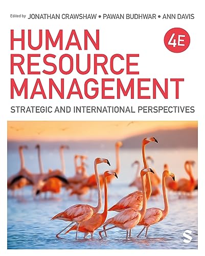 Book cover: “Human Resource Management” with flamingos on a beach.