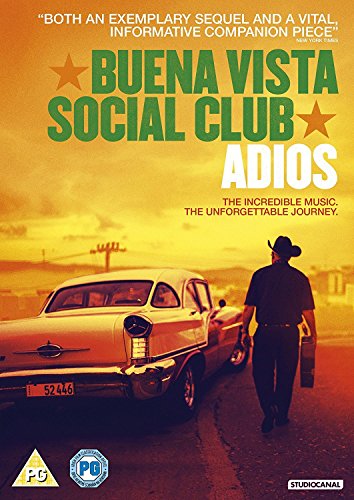 DVD cover for “Buena Vista Social Club Adios” featuring a man and car.