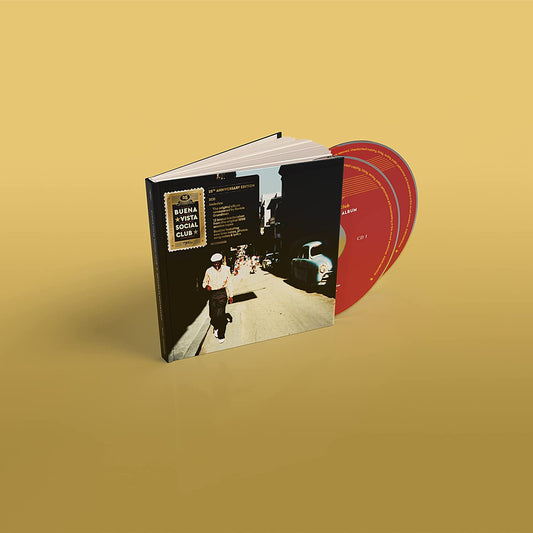 Buena Vista Social Club CD book set with two red discs on yellow background.