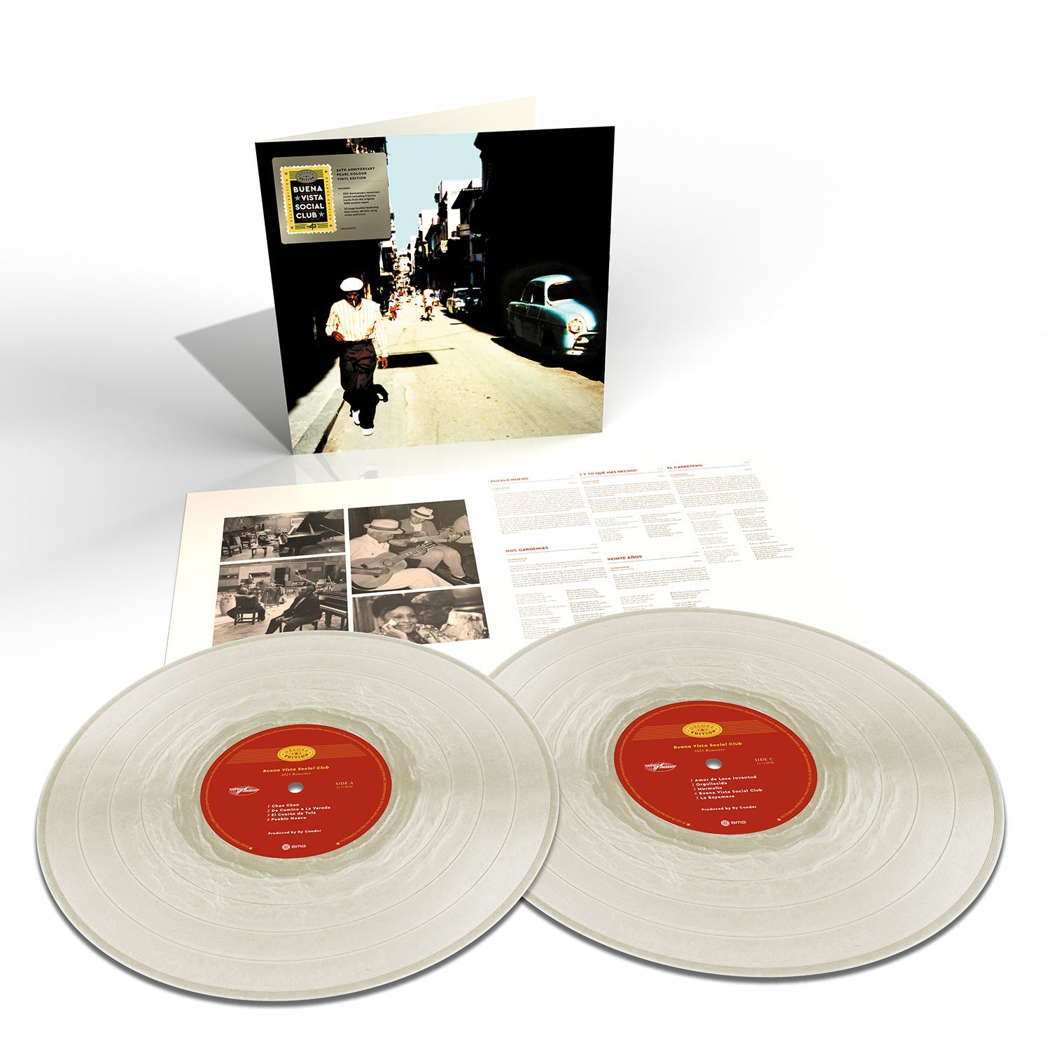 Buena Vista Social Club vinyl record set with gatefold sleeve, booklet, and two translucent discs.