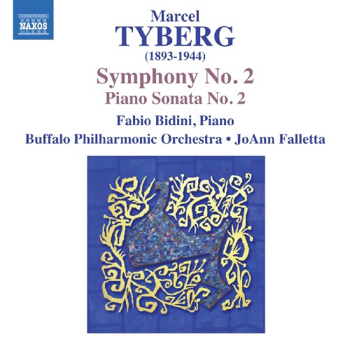 CD cover for Tyberg’s Symphony No. 2, featuring blue and white abstract art.