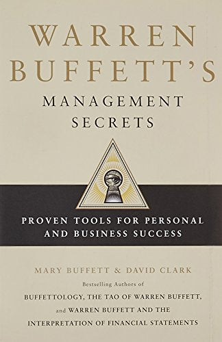 Book cover titled Warren Buffett's Management Secrets with a keyhole icon in a triangle.