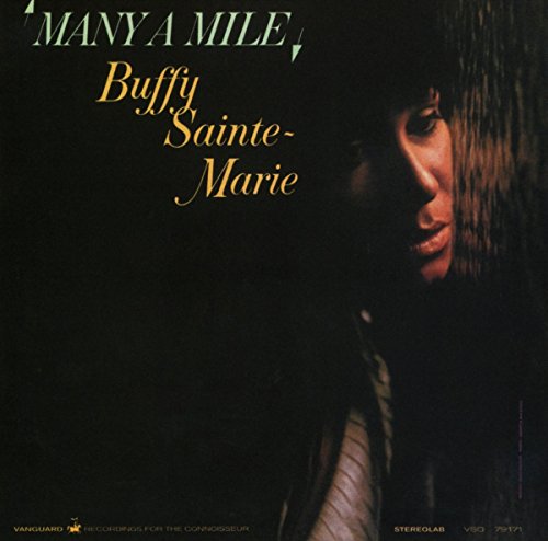 Buffy Sainte-Marie’s “Many A Mile” album cover, portrait of a woman.