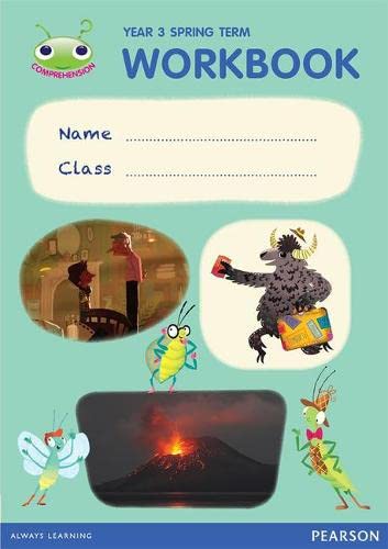Year 3 workbook cover with cartoon insects and story illustrations.