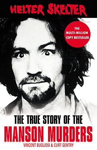 Book cover with a black-and-white photo of Charles Manson and red and black text.