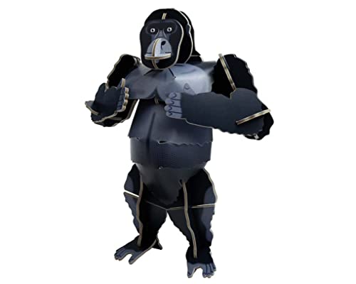 Cardboard gorilla figure with outstretched arms, appearing to chest beat.