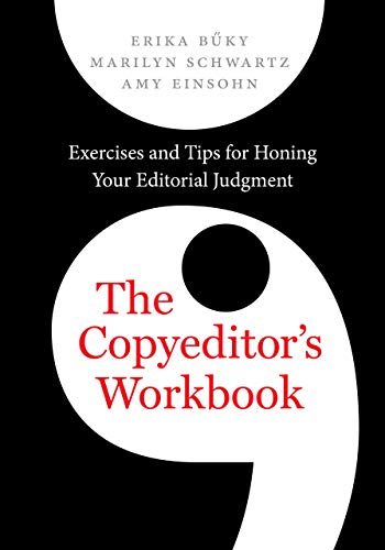Book cover: "The Copyeditor's Workbook" with a large comma graphic.