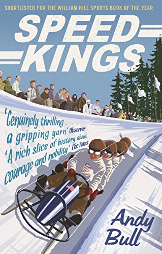 Book cover: “Speed Kings” depicts a vintage toboggan team racing downhill.