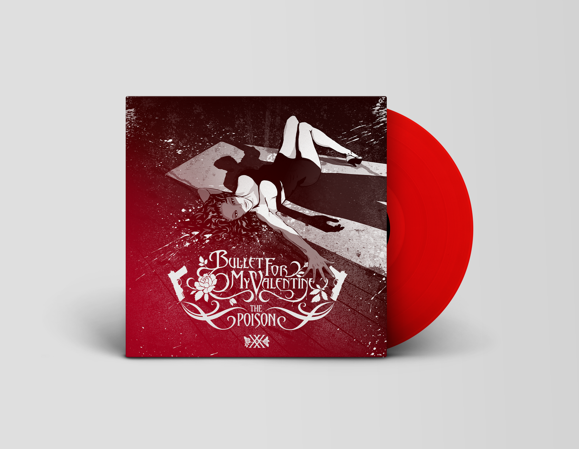 Red vinyl record with album art depicting a woman and ornate lettering.