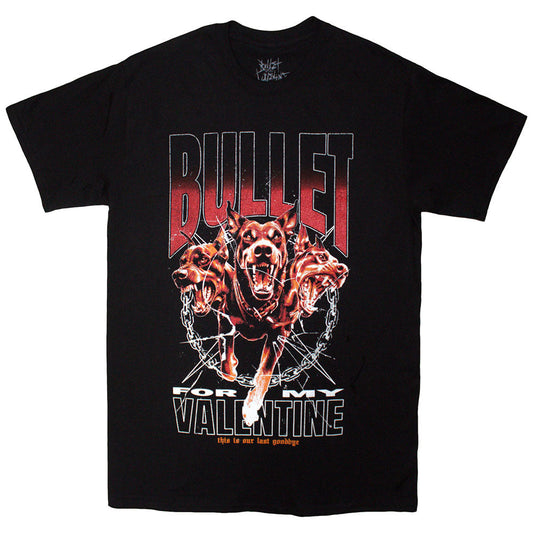 Black t-shirt with Bullet For My Valentine’s “Last Goodbye” dog graphic.