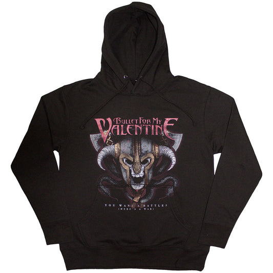 Black hoodie with Bullet For My Valentine band logo and Viking imagery.