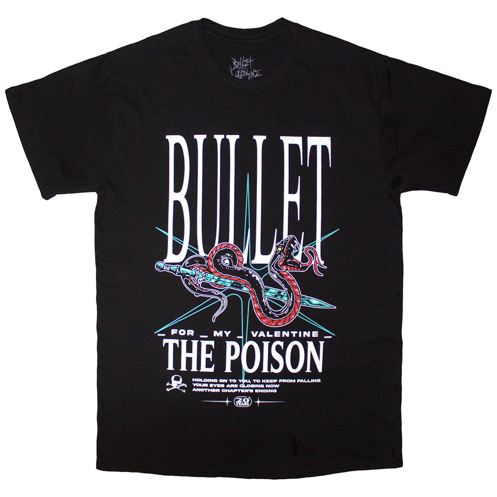 Black t-shirt featuring "Bullet For My Valentine" and a snake design.