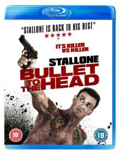 "Blu-ray case with a man holding a gun, titled 'Bullet to the Head'."