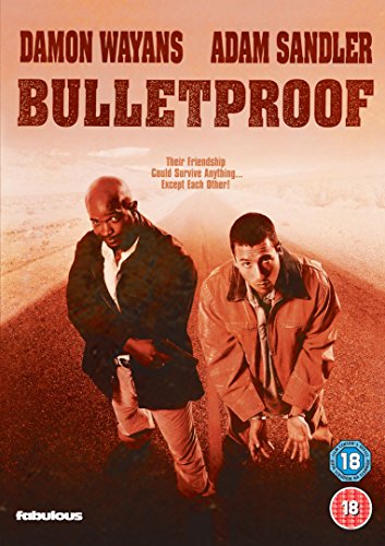 DVD cover for Bulletproof featuring Damon Wayans and Adam Sandler on a road.