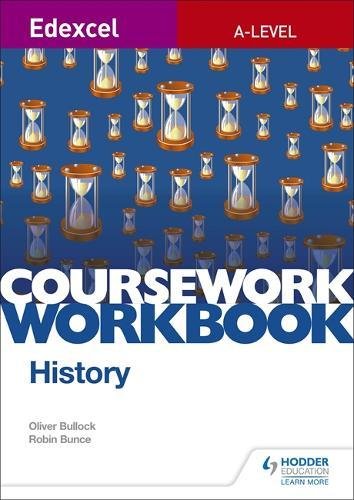 Edexcel A-level History Coursework Workbook cover featuring a pattern of hourglasses on blue.