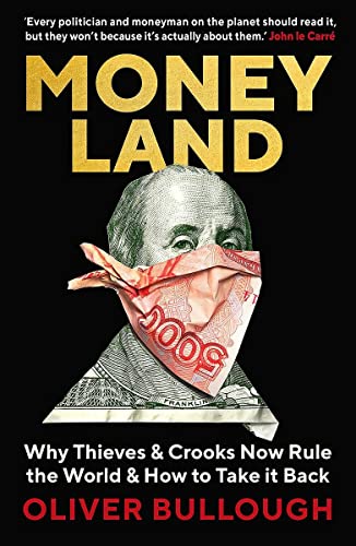 Book cover showing Benjamin Franklin with a Russian banknote covering his mouth on black.