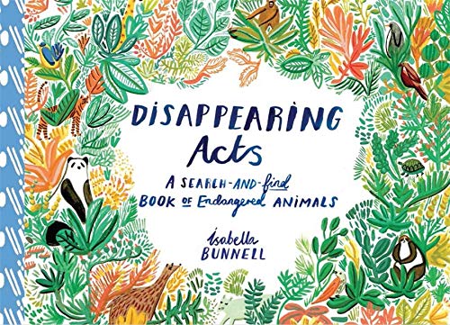 Book cover with illustrated endangered animals hidden amongst lush foliage.