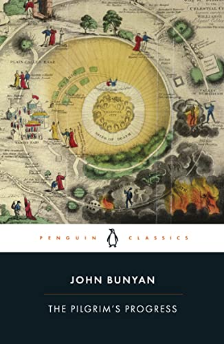 Book cover: "The Pilgrim's Progress" with illustrated map and Penguin Classics logo.