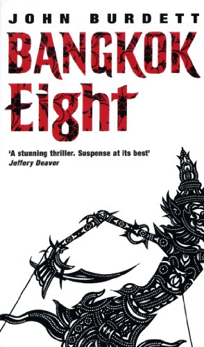 Book cover: “Bangkok Eight” with red title and ornate, shadowy figure.