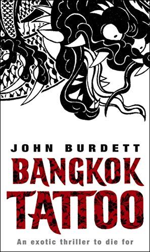 Book cover: black dragon illustration and red “Bangkok Tattoo” title.