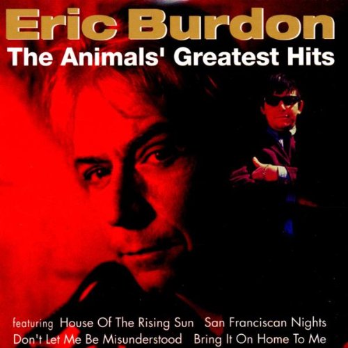 Photo of Eric Burdon on red and black background with another image overlay.