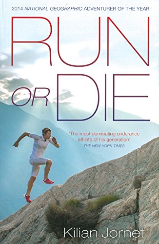 "Book cover featuring a man running on a rocky mountain with 'RUN OR DIE' title."