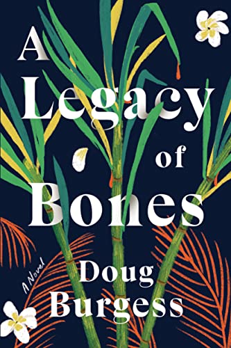 Book cover with white text over green bamboo and orange leaves on dark blue.