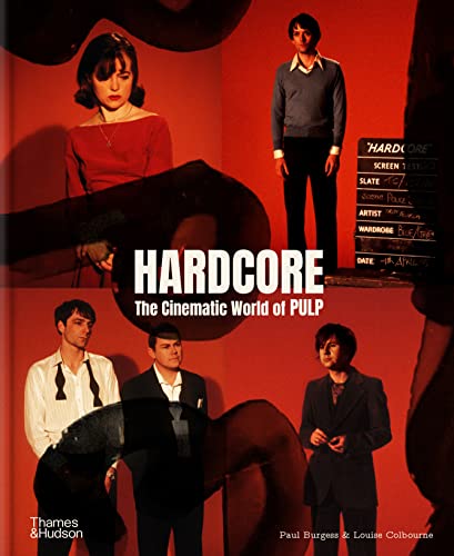 Book cover featuring four people and film elements on a red background.