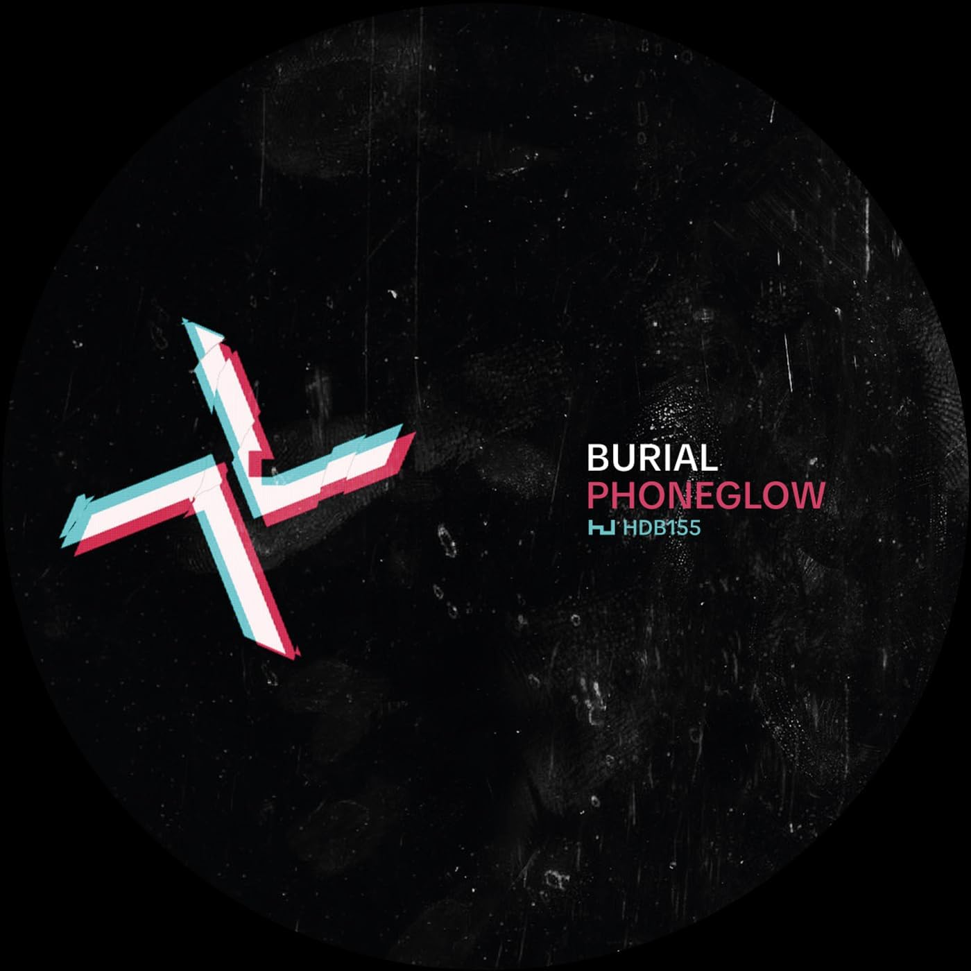Black vinyl record label with a distorted cross and red text.