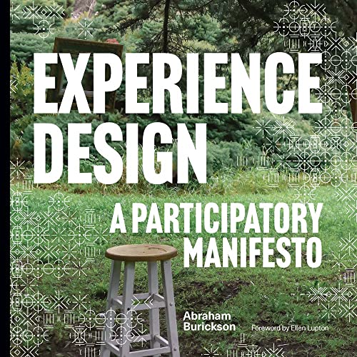 Book cover: “Experience Design” with a stool in a garden setting.
