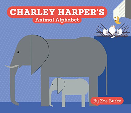 Charley Harper’s Animal Alphabet book cover with elephant, birds, and stylized art.