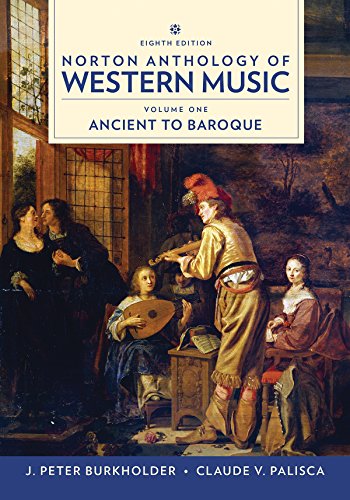 Book cover: "Norton Anthology of Western Music, Volume One," featuring a painting.