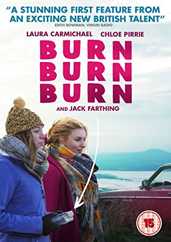 DVD cover featuring two women standing outdoors near a car with the title Burn.