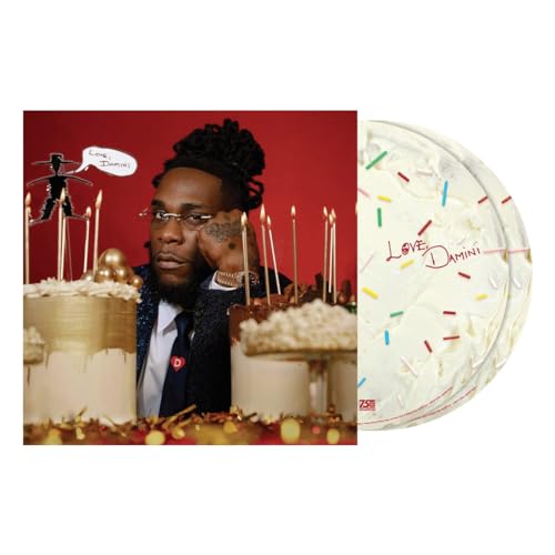 Burna Boy album cover and vinyl record with colorful sprinkles.