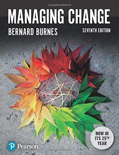 Book cover: "Managing Change" by Bernard Burnes, with autumn leaves.