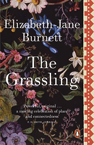 Book cover for The Grassling by Elizabeth-Jane Burnett featuring a dark floral botanical illustration.