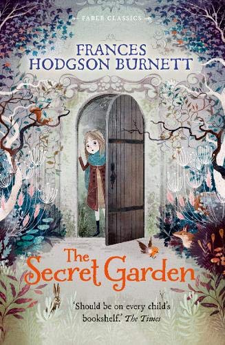 Book cover: girl standing before a weathered wooden door in a garden.