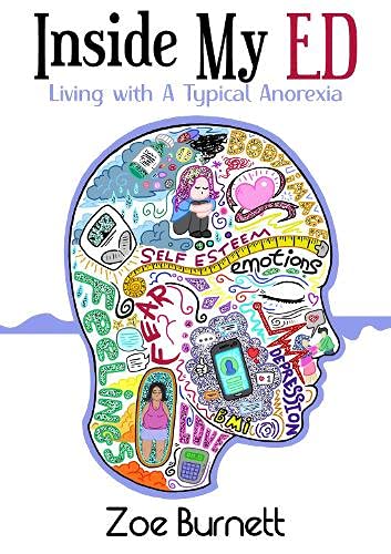 Book cover: illustrated head silhouette filled with anorexia-related imagery.