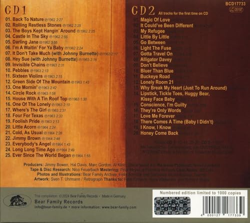 CD back cover listing songs by Burnette & Dorsey, with barcode.