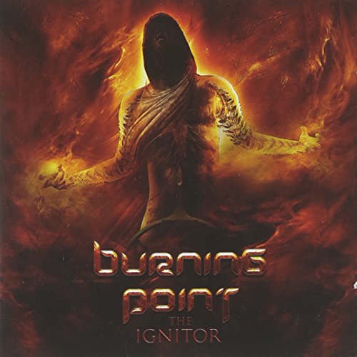 CD cover: hooded figure with outstretched arms amidst fiery orange and red.