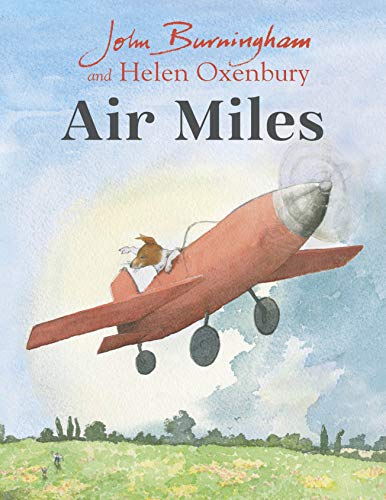 Book cover: red airplane with a dog riding, watercolor style.