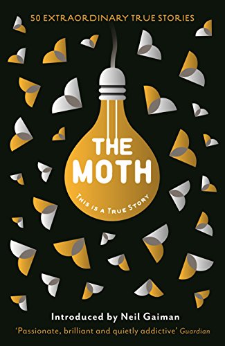 Black book cover with a glowing lightbulb and scattered moth shapes.