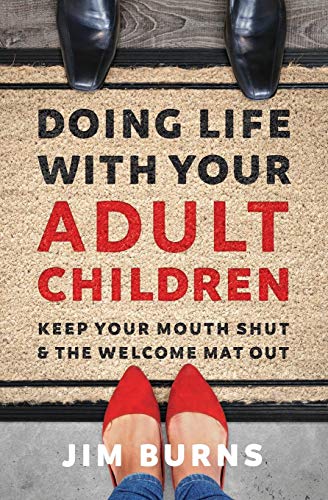 Book cover showing a welcome mat with black and red text and two pairs of feet.