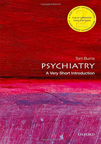 Red and pink abstract book cover with white text "Psychiatry: A Very Short Introduction".