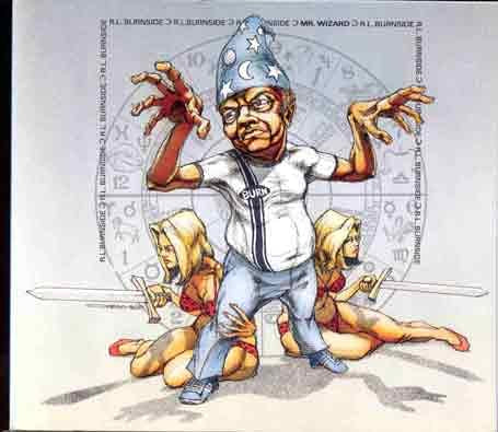 CD cover art: cartoon wizard with outstretched hands and flanking figures.