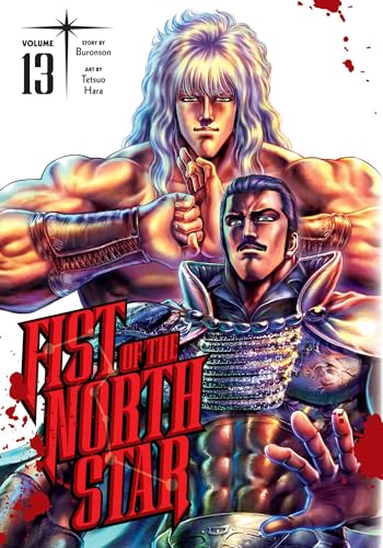 Manga cover: muscular man and another figure in dramatic poses, red splatter.