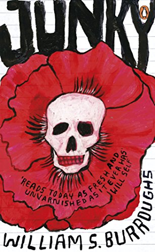 Book cover: “Junky” by William S. Burroughs, with a skull in a red poppy.
