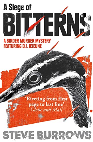 Book cover featuring a close-up of a bittern bird against a red background.