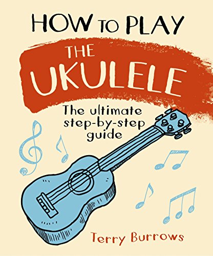 Book cover with a blue ukulele illustration and musical notes.